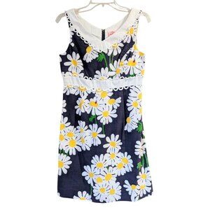 LILLY PULITZER Bright Navy Look Lady Dress 4 Navy Blue White Daisies Ladybugs